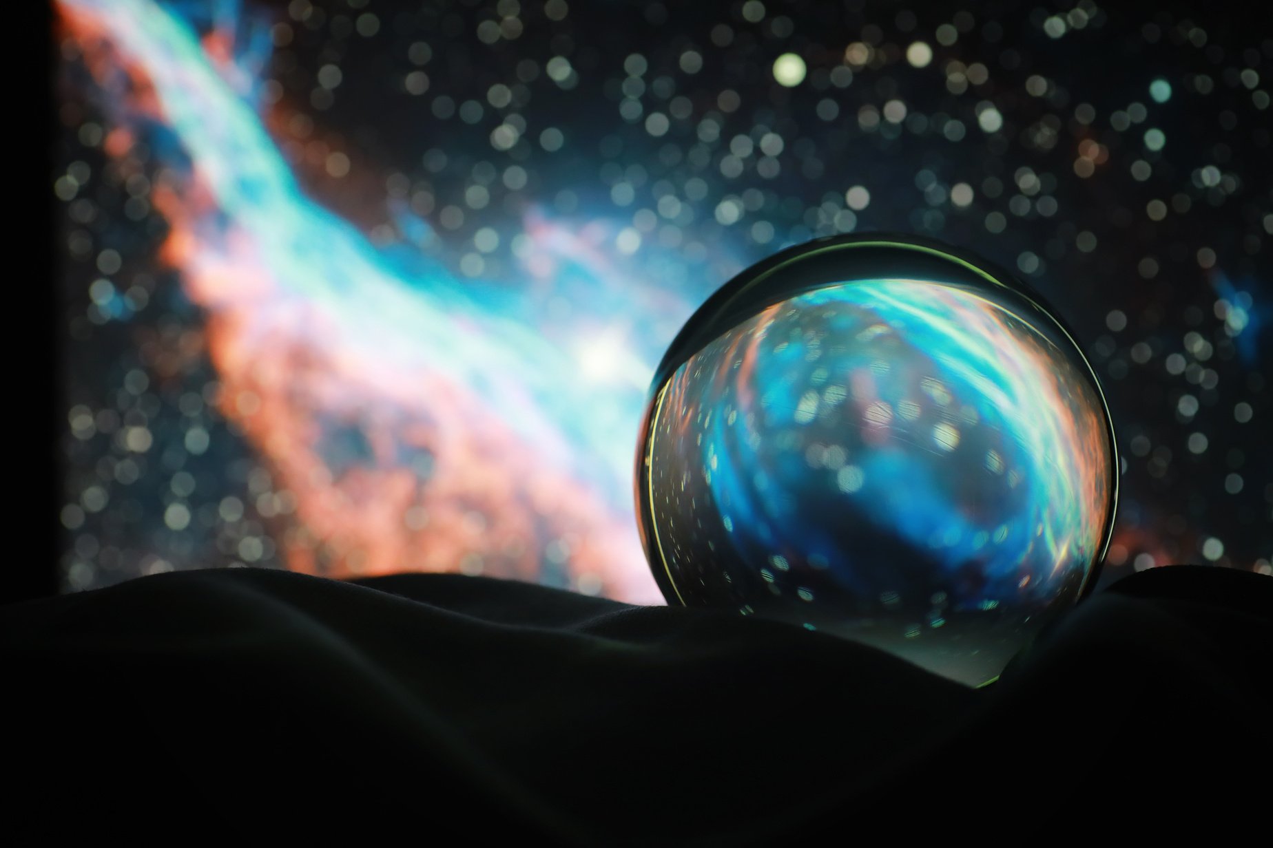 Astrological Background. Crystal Ball with Predictions. Horoscop